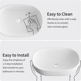 Large Bathroom Vessel Sinks, OCEALAGOON 24 x 16 Oval Bathroom Sink Bowls Above Counter