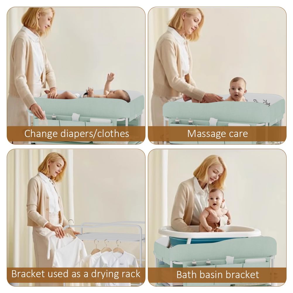 Diaper Changing Station, Portable Changing Table for Baby, Diaper Changing Table with Storage Drawers, Waterproof