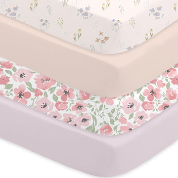 Crib Sheets 4 Pack, 52" x 28" Baby Fitted for Boys & Girls