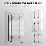 Bathtub Shower Door, Semi-Frameless Bypass 48" W x 55" H Foldable Hinged Bathtub Glass Door 1/4" Tempered Glass