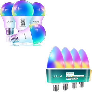 Matter A19+B11 Smart Light Bulb, Smart Bulbs Work with Apple Home, Siri, Alexa, Google, SmartThings
