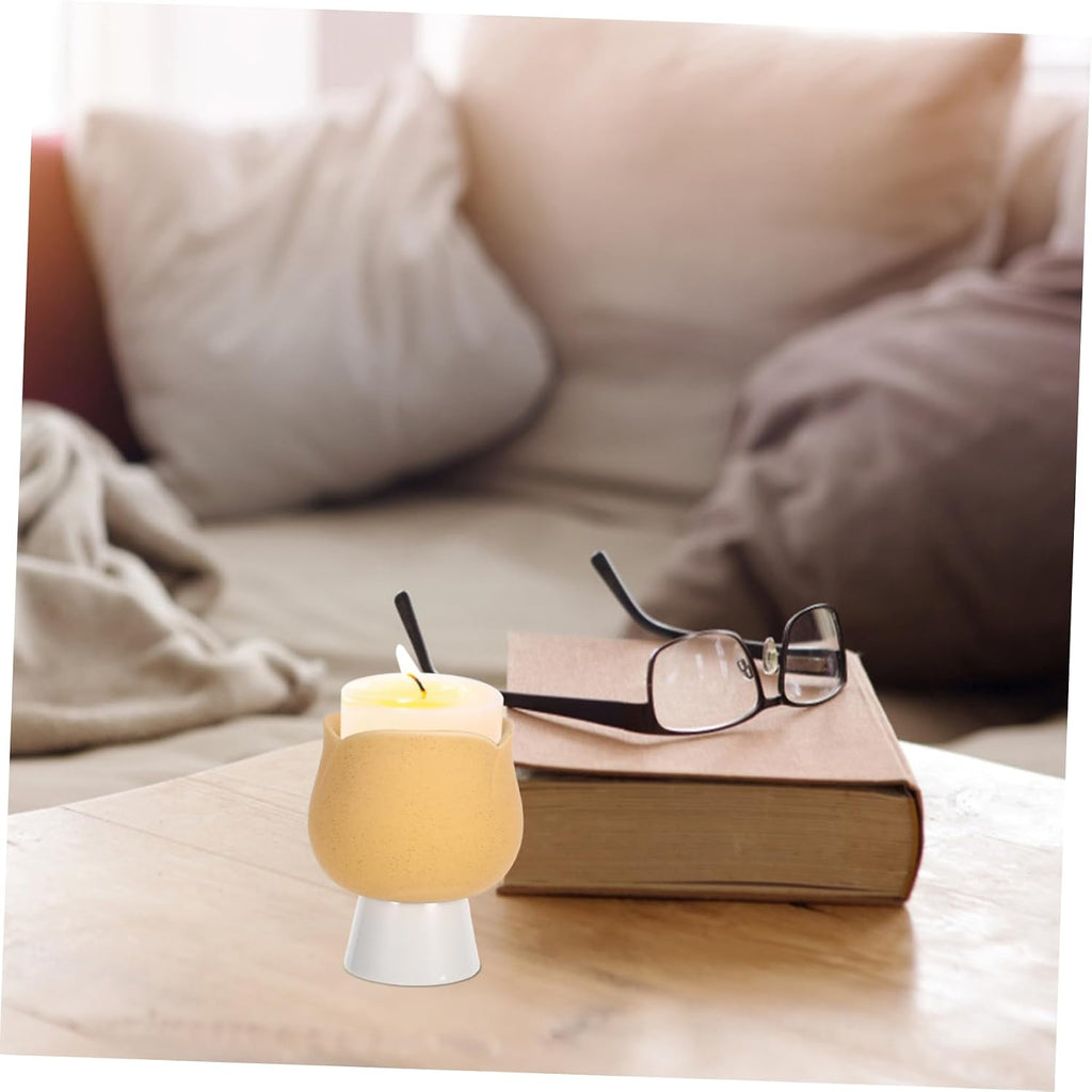 Unique Tulip Shape Ceramic Candle Cup Empty for Tea Lights Aromatherapy Decor