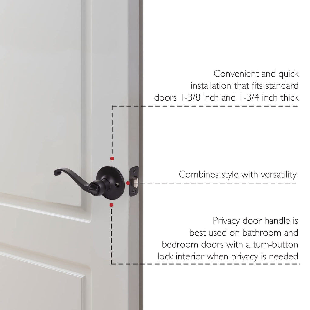 Scroll Privacy Door Lever, Matte Black