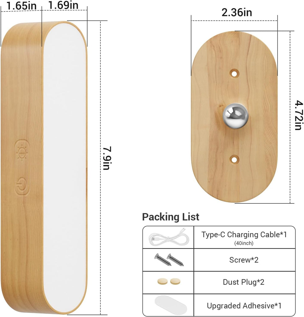 Battery Operated Wall Sconces, Wireless LED Wall Sconce Set of Two for Bedroom, Rechargeable Wall Lights for Picture