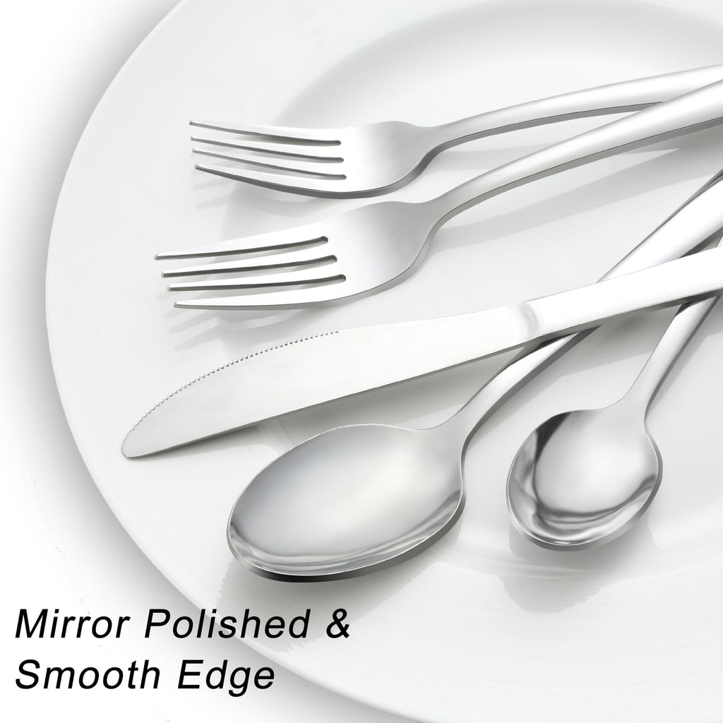 72-Pieces Silverware Set for 12, Flatware Set with Triple Rivet Steak Knives, Stainless Steel Cutlery Set, Include