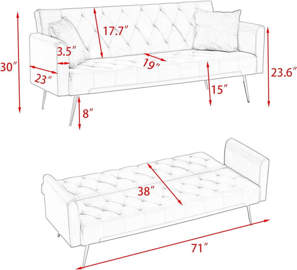 71 INCH Loveseat Sofa with Adjustable Backrest, Upholstered 2 Seater Velvet Couch Bedroom Office Apartment, Pink