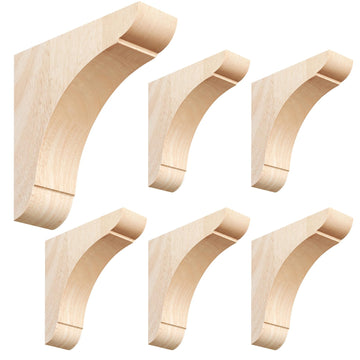 6 Pcs Wood Corbel Wooden Shelf Bracket, 6 x 6 x 1.75 Inches