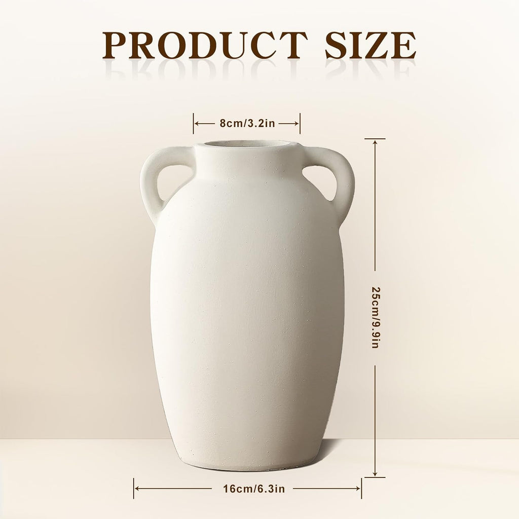 White Ceramic Vase-Boho Decorative Vase,Terracotta Tall Vases Decorative Pottery are Suitable