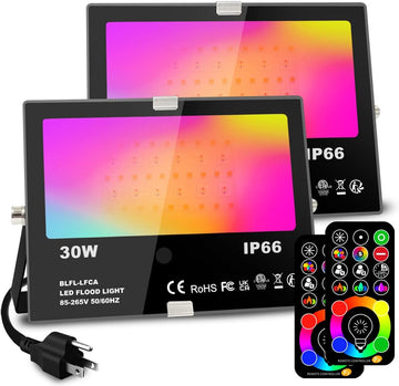 Led Flood Light Outdoor 30W, 300W Equivalent, Color Changing RGB Lights | Remote Control, 120 RGB Colors, Warm White