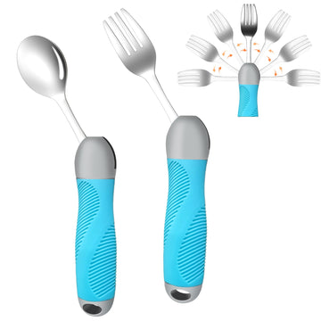 Weighted Utensils for Tremors & Parkinson's, Adaptive Eating Aids (Blue)