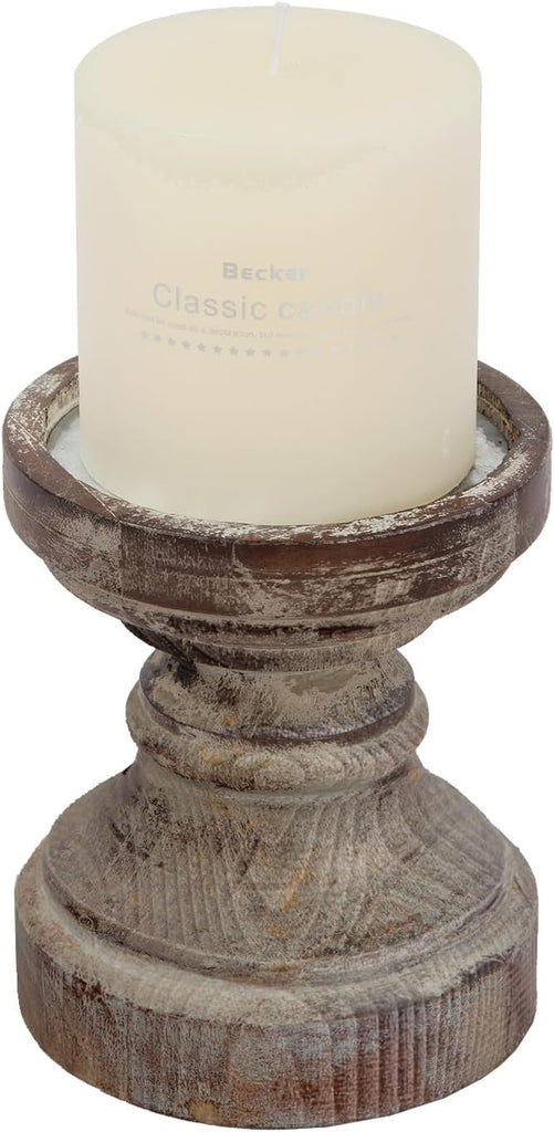Decorative Pillar Candle Holder, Rustic Wood Candle Holders for Table Centerpiece, Handmade Farmhouse Candle Holders