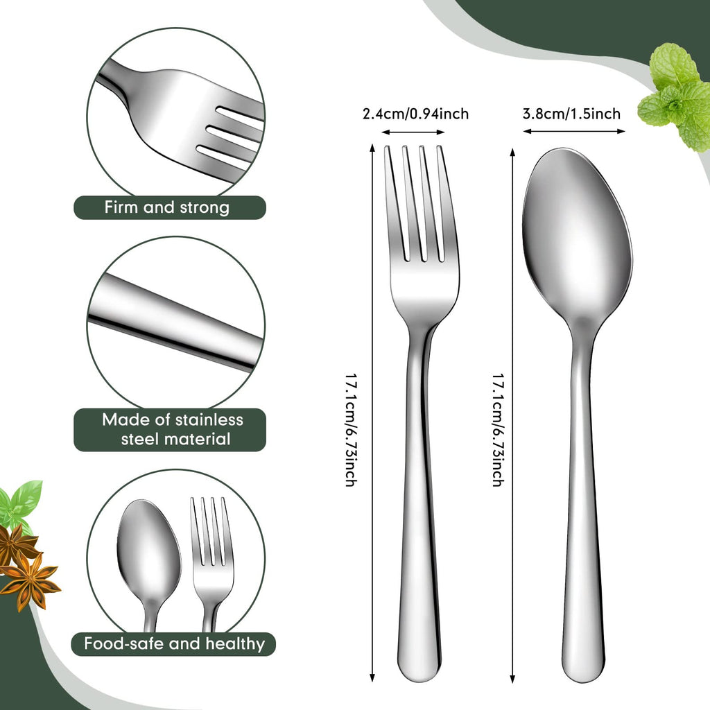 100 Pcs Bulk Forks and Spoons Stainless Steel Flatware Set