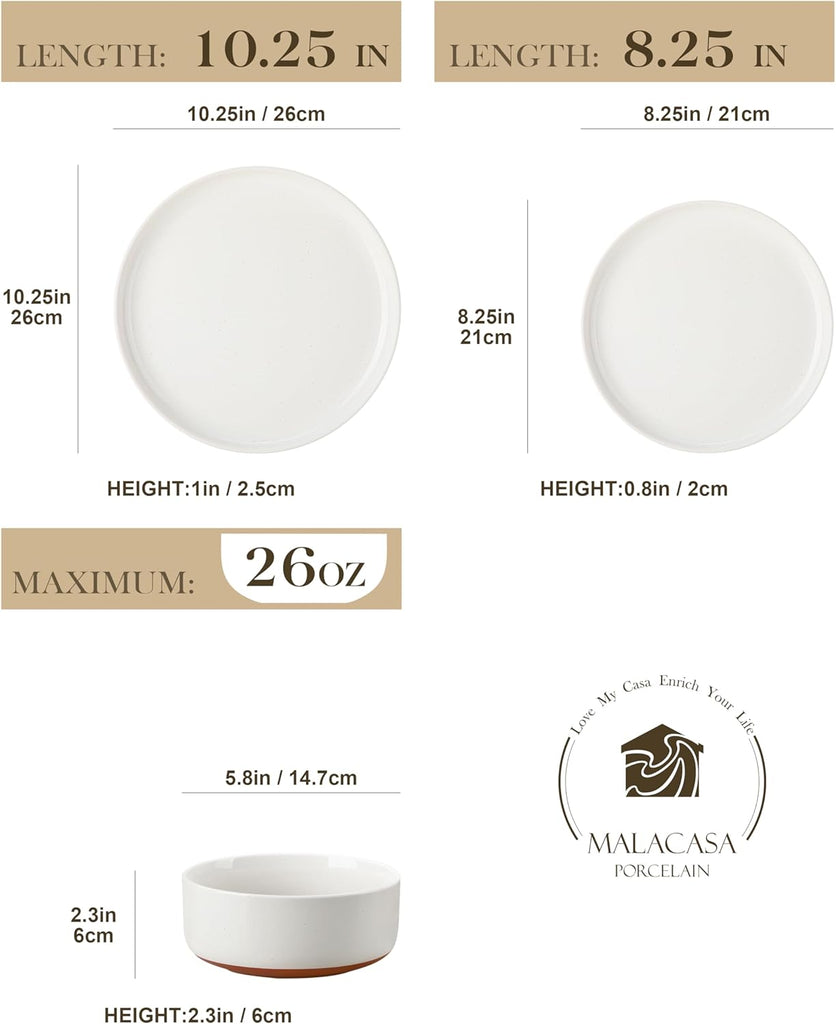 Plates and Bowls Sets, 12 Pieces Modern Stoneware Dinnerware Set for 4 Kitchen Dinner Set Ceramic Dishware Dishes Set