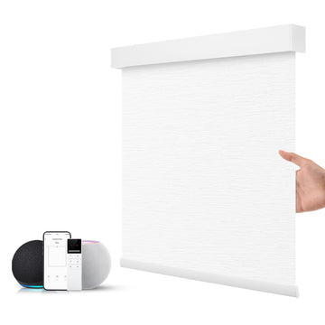 Motorized Smart Roller Shades with Remote, Full Blackout White