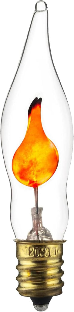 Petite Chandelier Flicker Flame Light Bulb Candelabra Base, Orange, for Holiday and Decorative Lighting, E12