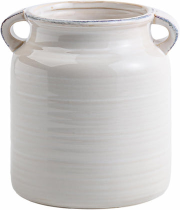 Ceramic Rustic Distressed White Flower Vase for Centerpieces