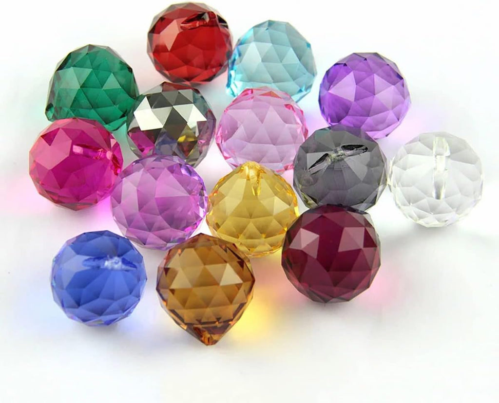 10pcs 40mm Crystal Suncatcher Prism Ball Rainbow Hanging Pendants Maker with Hole for Chandelier Feng Shui Window, Pink