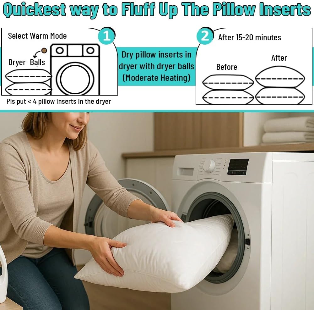 Throw Pillow Inserts (, White), 18x18 Inches - Premium Cushion Fillers for Sofa, Bed, and Home Décor (18x18 - Set of 5