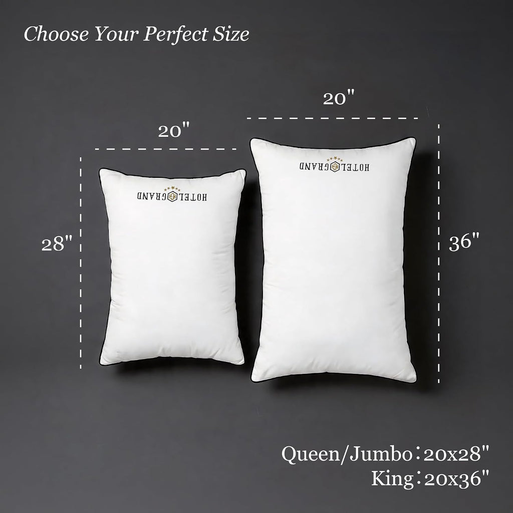 Bed Pillows Queen Size Set of 2, Medium Soft Down Alternative | Sleeping Pillows for Side Back Stomach Sleepers, 400
