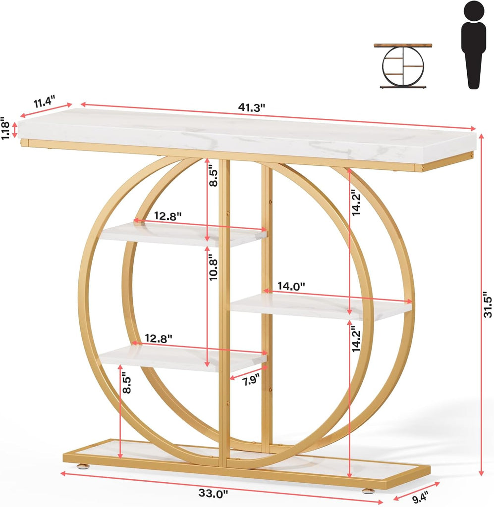 41.3" Console Table , Industrial Hallway Sofa Table with Storage Shelves, Narrow Accent Decor Living Room Furniture