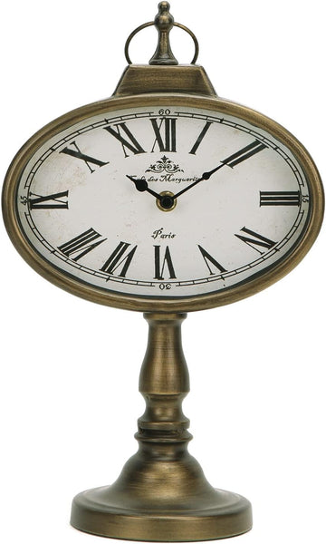 HOME Antique Mantel Clock, Gold Retro Desk Clock Silent-Non-Ticking Battery Operated Decorative Desk Table Clock