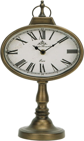 HOME Antique Mantel Clock, Gold Retro Desk Clock Silent-Non-Ticking Battery Operated Decorative Desk Table Clock