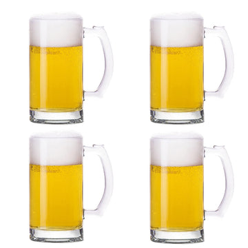 Heavy Beer Mugs Set, 16oz Glass Mugs With Handle, Beer Glasses For Freezer, 500ml Beer Drinking Glasses, Traditional