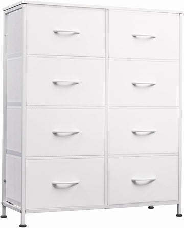 Fabric Dresser , Tall Dresser with 8 Drawers, Storage Tower with Fabric Bins, Double Dressers, Chest of Drawers for
