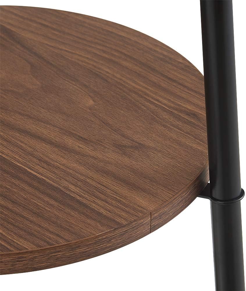 Floor Lamp, Standing Reading Light with Shelves and Fabric Shade, Modern Tall Pole Lamp