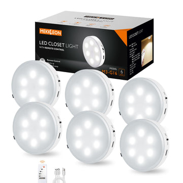 Puck Lights with Remote Control,1000mAh Rechargeable Under Cabinet Lighting,LED Closet Lights,3Pack Night