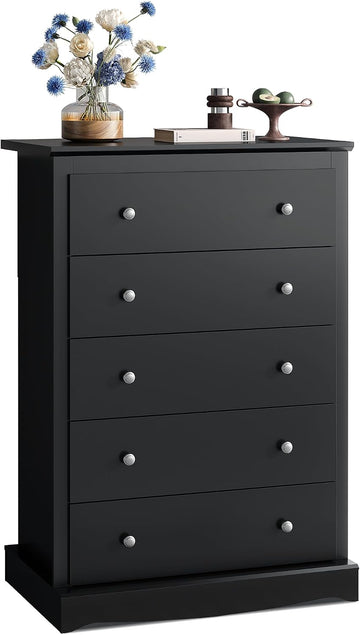 5 Drawer Dresser, 45" Tall Dresser with Exclusive Anti-Tip Structure, Modern Chest of Drawers with Large Capacity