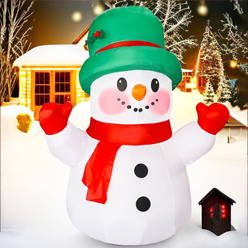 4ft Christmas Inflatables Snowman Outdoor Decorations, Blow up Snow Man Yard Decor Built-in Bright LED Light Wear