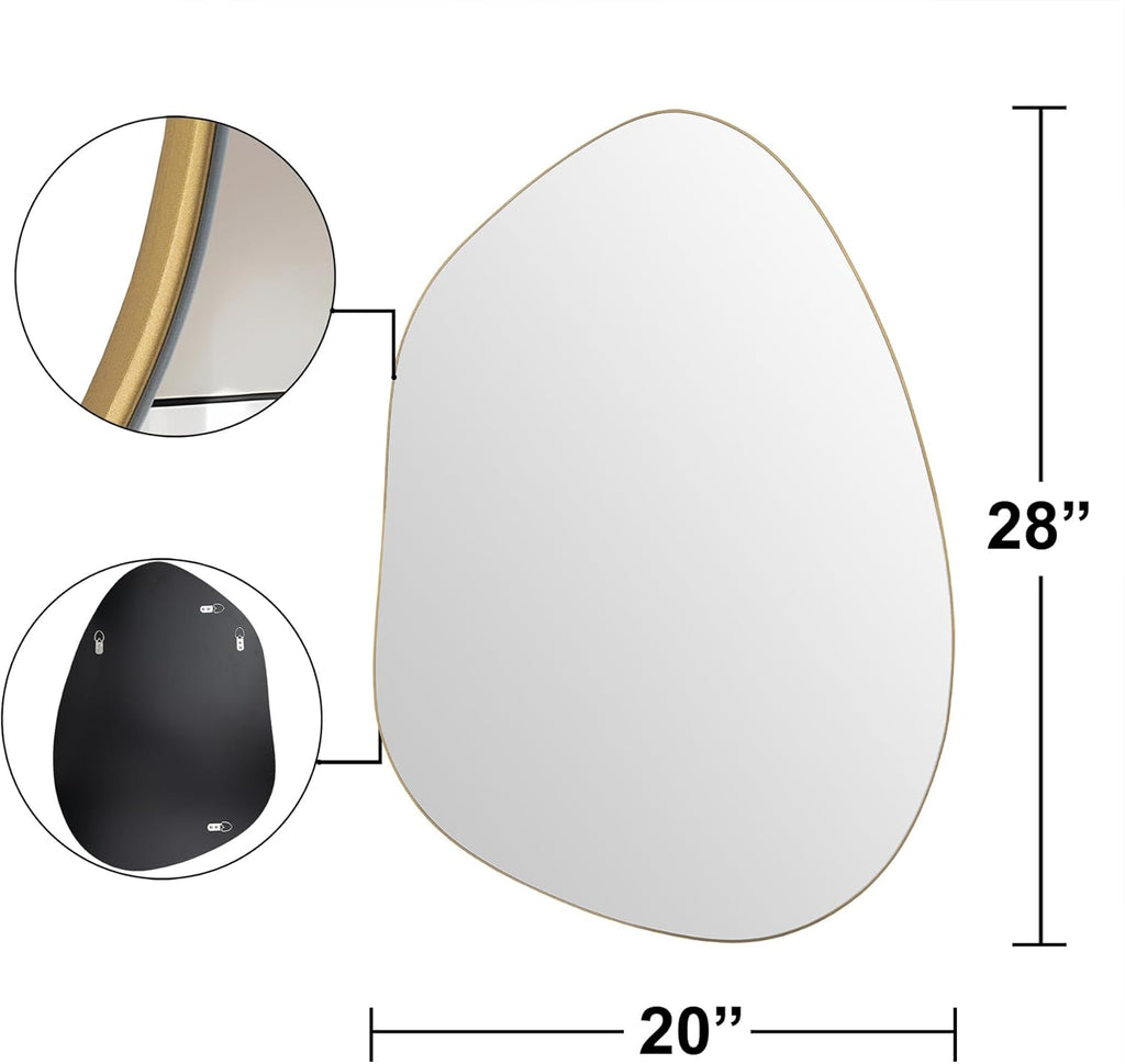 Irregular Wall Mirror Asymmetrical Mirror, Gold Mirror Living Room Entryway Bedroom, Decorative Modern Mirror