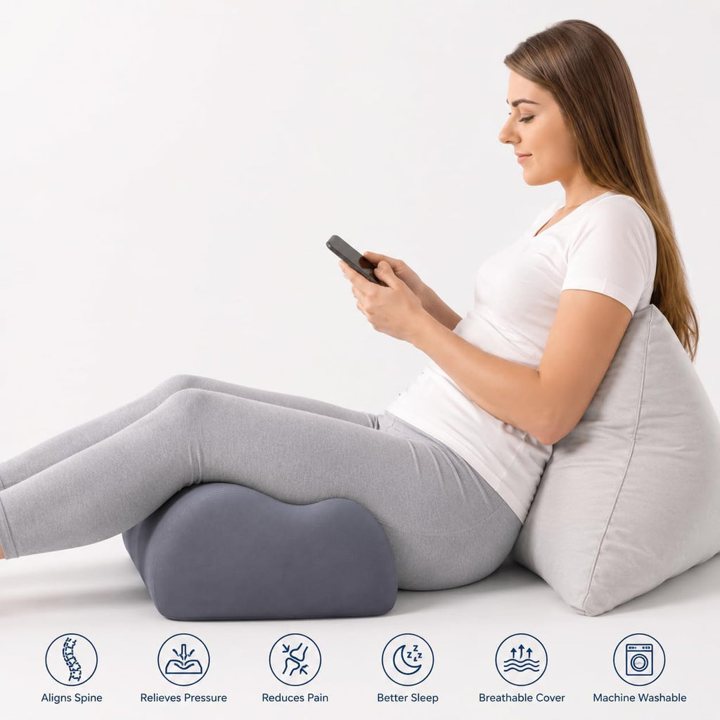 Knee Pillow for Back Sleeping, 5.7" Memory Foam Leg Pillow