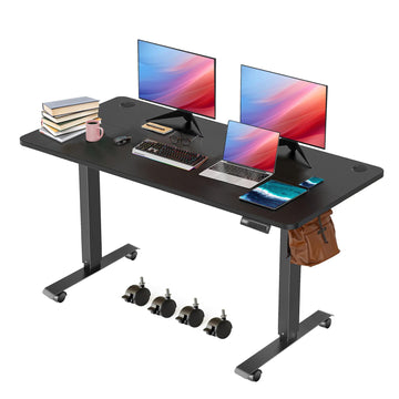 48'' X 24'' Standing Desk Adjustable Height, Ergonomic Home Office Computer Workstations with Wheels, Double Hooks, 4