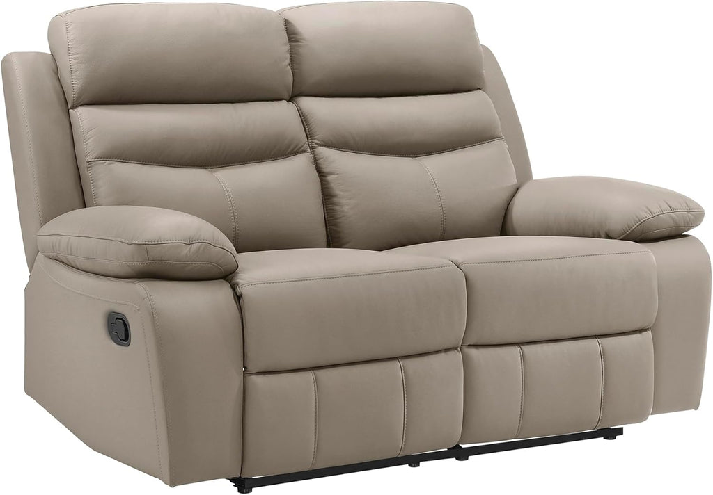 64" W Manual Reclining Loveseat, Top Grain Leather Match Reclining Love Seat, Home Theater Seating