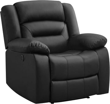 Classic Power Recliner Chair, Faux Leather Oversized Electric Overstuffed Reclining Chair with Soft Cushion and Back