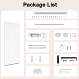 36"x84" Concealed Sliding Barn Door with Soft Close Hardware Kits, White Primed Solid Core Hidden Do