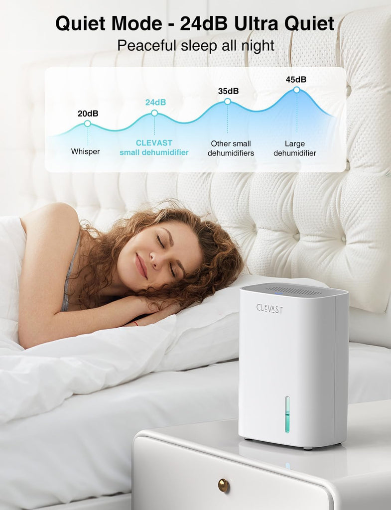Small Dehumidifier for Home, 30oz Compact Mini Dehumidifier with Auto Shut-Off, Quiet 24dB Portable Air Dehumidifier