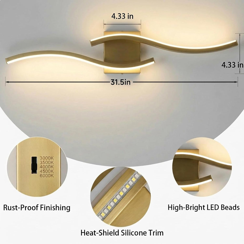 Vanity Light , 31.6 Inch Gold LED Dimmable | Bathroom Lights Fixture Over Mirror, 5CCT Adjustable Color Temperatures