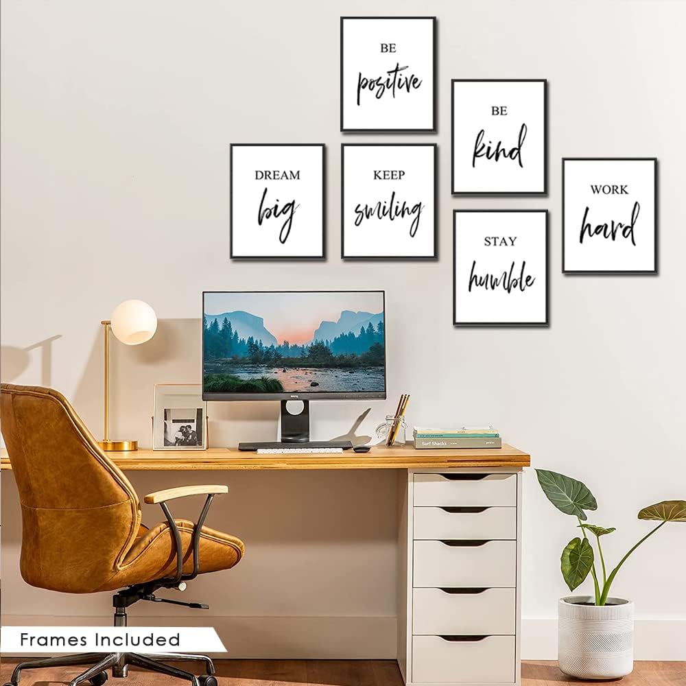 Inspirational Wall Art, Framed Motivational Canvas Wall Art Positive Quote Bedroom Office, Stretched Ready to Hang
