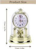 Vintage Table Clock, European Mantle Clock Silent Non Ticking Antique Anniversary for Living Room Bedroom Office Desk