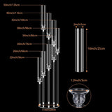 2 Sets 8 Arms 50" Tall Acrylic Candelabra Centerpieces,Clear Candle Holder, Floor Candlestick Holders with Lampshade