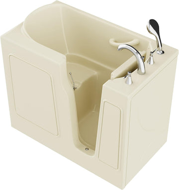 Walk In Tub 46'' x 26" in Biscuit Color, Therapeutic ADA Compliant Tub, Slip-Resistant with a Safe Reach Grab, Quick