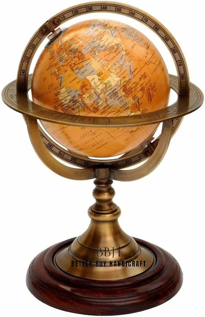 Vintage Brass Antique Armillary Tabletop Marine Sphere Globe Nautical Decor