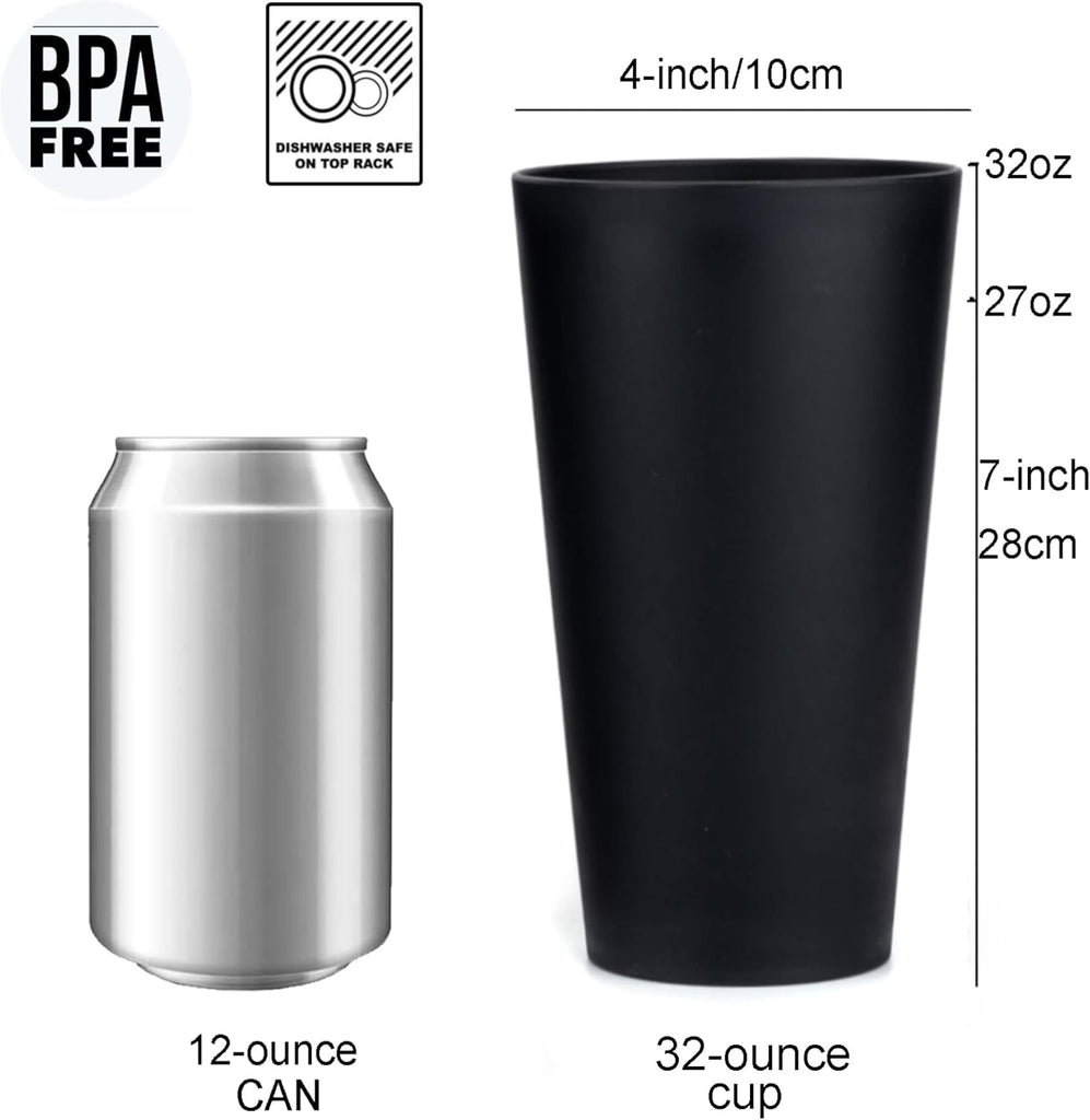 32-ounce Plastic Tumblers Large Drinking Glasses, set of 8 Grey Stone