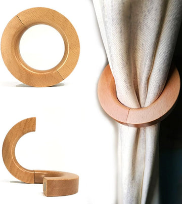2 Pcs Wooden Curtain Tiebacks Holdbacks European Classic Retro Window Home Office Decorative Drapes Holders Strong