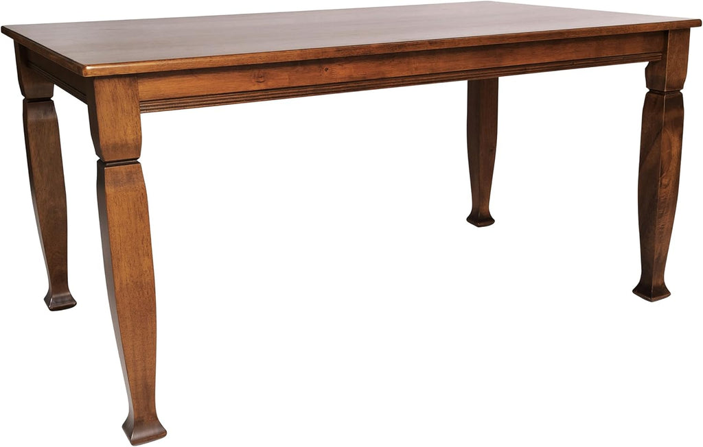 Milford 60" Solid Wood Dining Table, 3 Inch Offset Paneled Apron, 3" Turned Decorative Legs, Water Resistant Finish