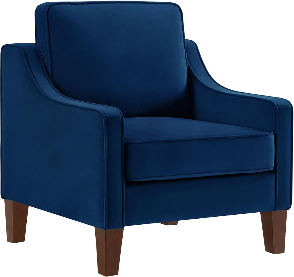29" Modern Armchair,Living Room Single Seat Sofa,Upholstered Velvet Chair,with Wooden Legs, ,Navy