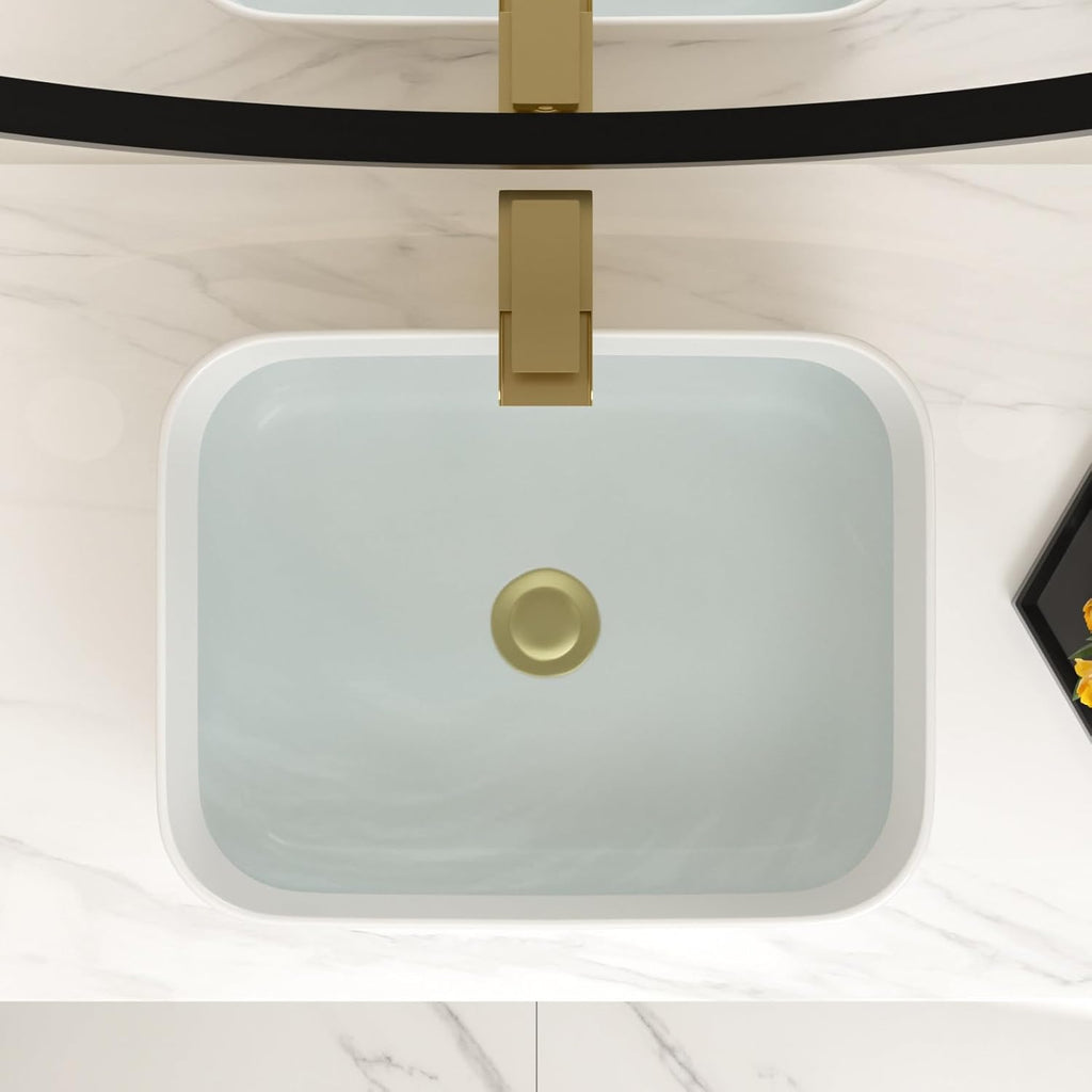 20x16 Inch Bathroom Vessel Sink Rectangule Bowl Sinks for Bathrooms White Vessel Sink Above Counter Rectangular